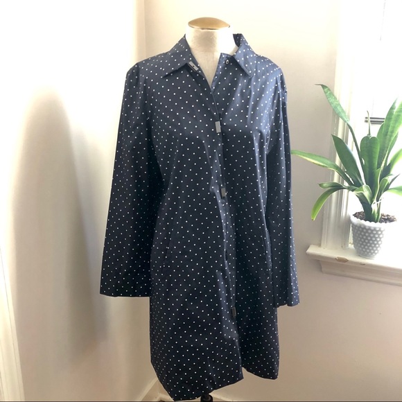 Lauren Ralph Lauren Navy Polka Dot Rain Coat - Picture 12 of 13